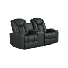 Luna Microfiber Power Reclining Loveseat Black Luna Microfiber Power Reclining Loveseat Black